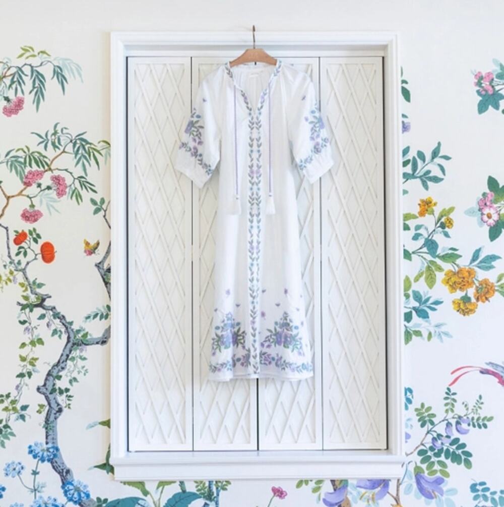 NWT Limited Edition AERIN x Julia Amory embroidered CORDELIA COATUE DRESS Sz. S